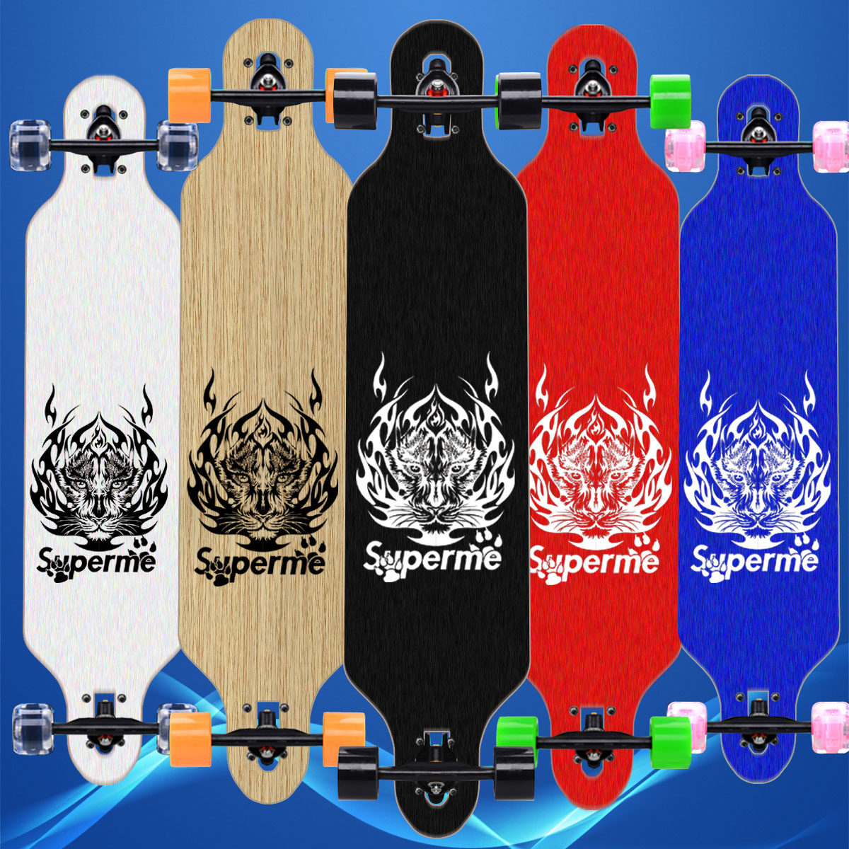 Large Worm Long Board Road Skateboard Four Wheels Scooter Teen Brushed Street Girls Dance Board Adults Skateboard Beginners