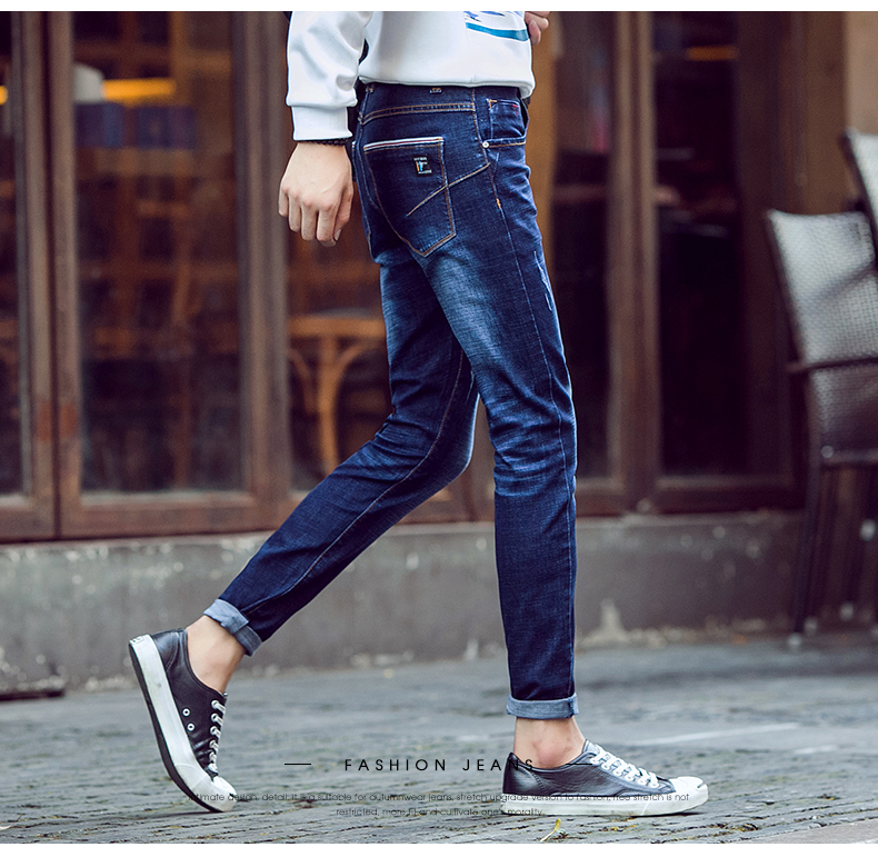 Mùa thu Thanh niên Quần jeans nam Quần dài Hàn Quốc Slim Straight Stretch 2018 Xu hướng Quần nam mùa đông quần đùi nam