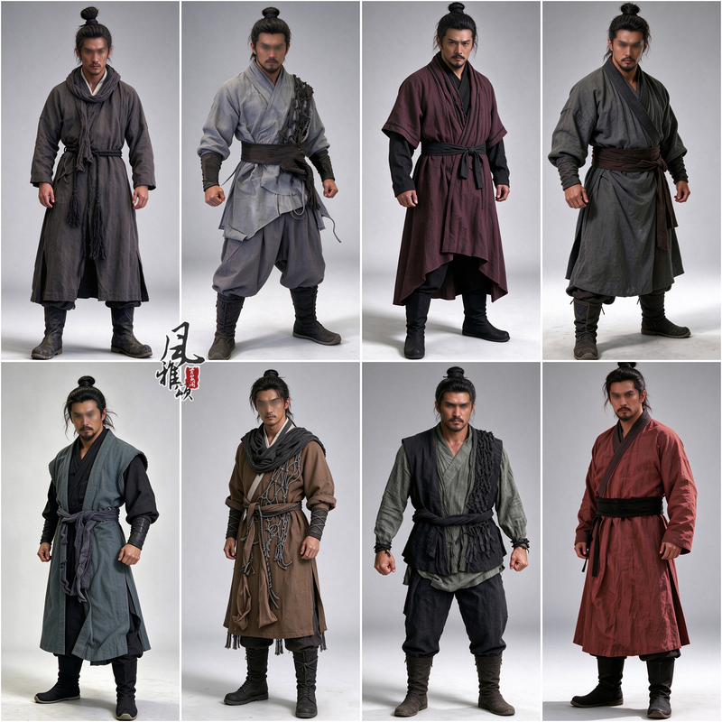 Men's Coarse Linen Hanfu Martial Arts Costume, Ancient Warrior Outfit, Ancient Hero Costume, Martial Arts Performance Clothing Men's Coarse Linen Hanfu Martial Arts Costume, Ancient Warrior Outfit, Ancient Hero Costume, Martial Arts Performance Clothing
