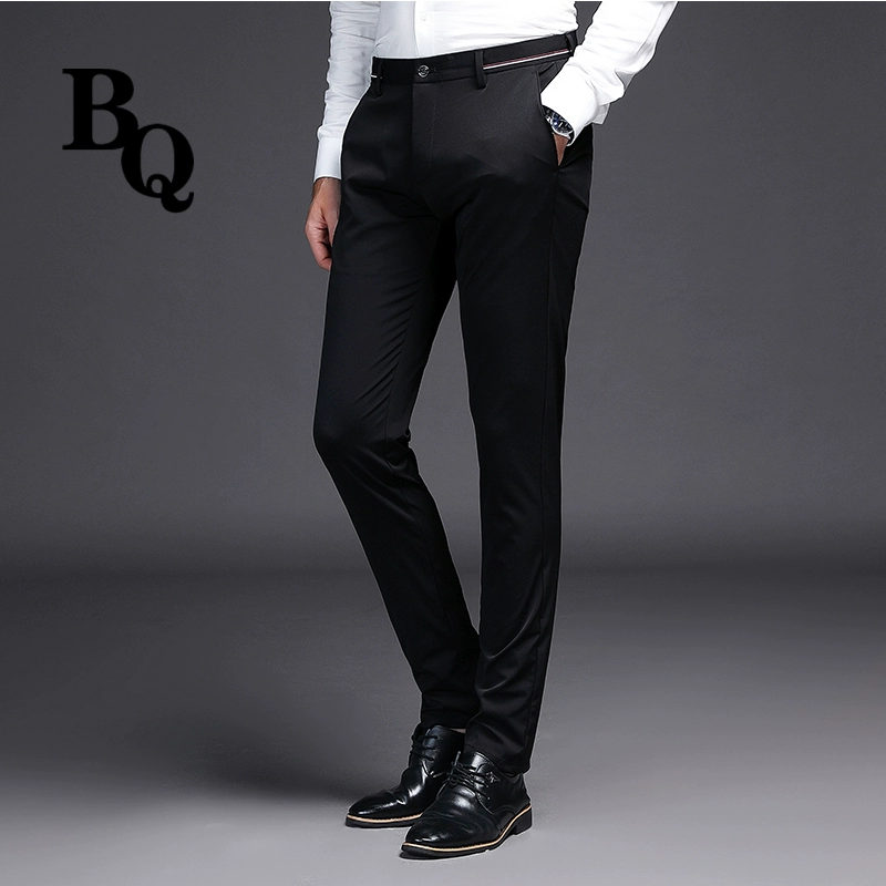 [Bao Qi] Mùa hè mới quần dài co giãn phần mỏng chân mỏng kinh doanh thẳng phù hợp với quần đen nam - Suit phù hợp