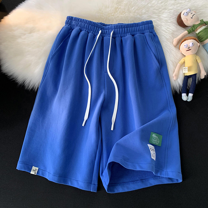 Klein Blue Label Shorts for Men, Summer Plus Size 150kg Lazy Style Loose Thin Wide-Leg Knee-Length Shorts