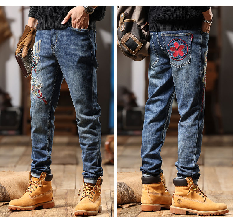 C3912 1520K QUẦN NAM AIMREAG DÁNG ÔM BODY GỢI CẢM SEXY THÊU HỌA TIẾT HOA THỜI TRANG NAM JEAN BÒ G04 SẢN PHẨM MỚI