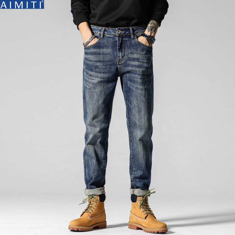 High-End Men's Jeans, Autumn and Winter Tapered Trousers, American Retro Thickened Stretch Slim Straight Heavy Loose Pants High-End Men's Jeans, Autumn and Winter Tapered Trousers, American Retro Thickened Stretch Slim Straight Heavy Loose Pants