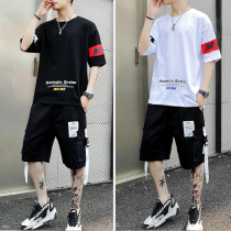2020 Summer new mens short sleeve T-shirt hip hop Tide brand clothes handsome teenagers casual with a set