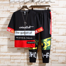 Youth short-sleeved T-shirt boy Korean leisure sportswear two-piece set Junior High School High School students handsome set