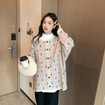 Maternity wear autumn and winter tops maternity sweaters cardigans loose large size mid-length casual artistic sweet knitted