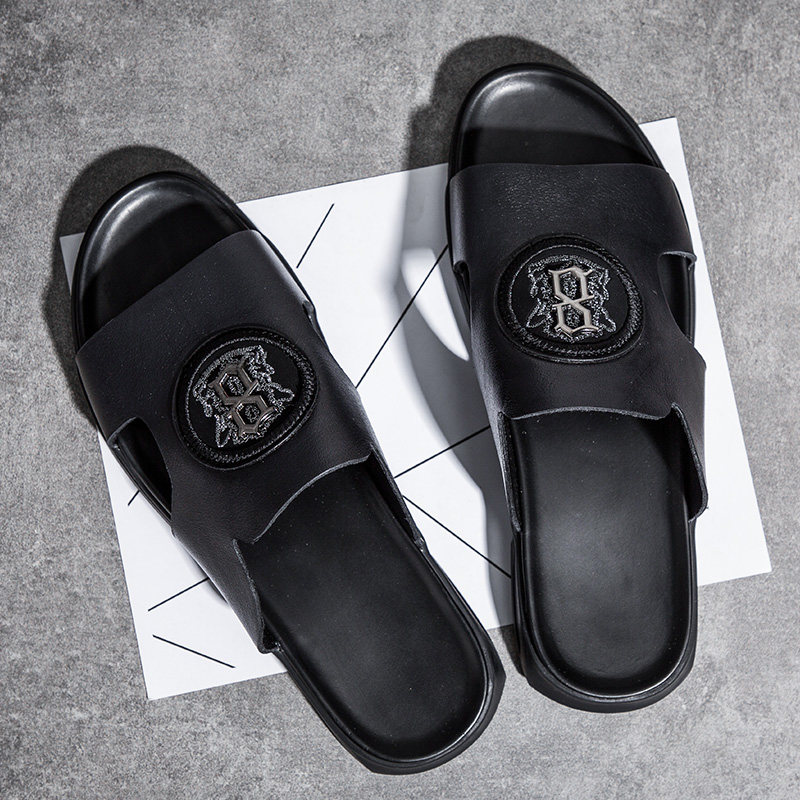 Haute slippers men's 2022 Summer fashion genuine leather outwear for a tug wave men outdoor casual cool drag men's sandals