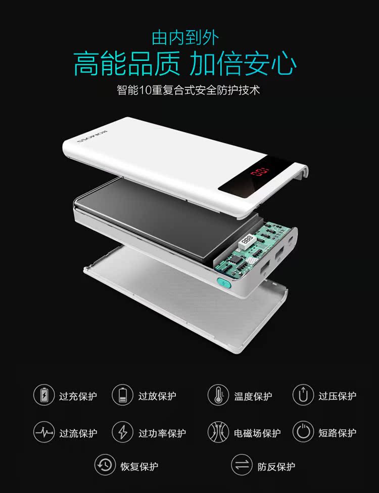 Roman Shi 20000m mAh sạc kho báu dung lượng lớn 20.000mAh điện thoại di động Android Apple điện thoại di động phổ quát hỗ trợ di động tùy chỉnh mẫu Rome chính thức ủy quyền cửa hàng chính thức