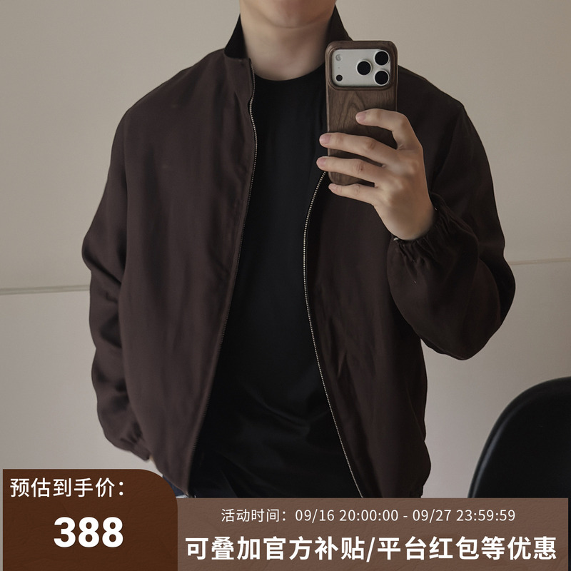 Ggg/Gujici Men's Clothing 【Double-Sided Linen Blend】 Bomber Jacket Autumn Men's Old Money Casual Jacket