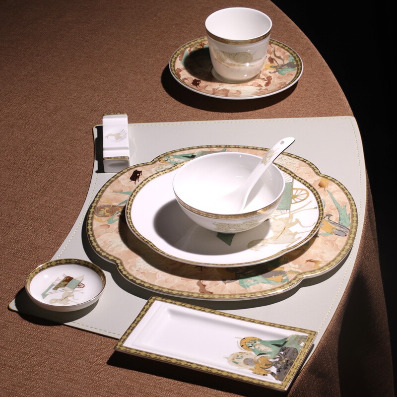 2026 New Chinese-Style Bone China Tableware High-End Hotel Restaurant Commercial Table Setting Vintage Five-Piece Set 2026 New Chinese-Style Bone China Tableware High-End Hotel Restaurant Commercial Table Setting Vintage Five-Piece Set