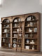 American country retro arched bookcase French solid wood carving neoclassical display cabinet with ladder bookshelf bookcase combination