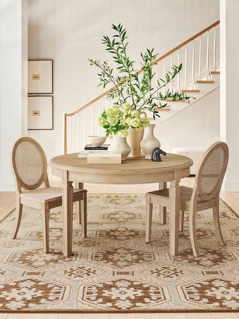 American country retro solid wood dining table and chair combination French home round dining table restaurant stretchable round dining table