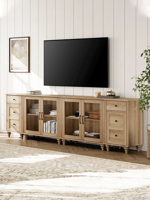 American country solid wood retro TV cabinet living room floor cabinet French all solid wood sideboard multi-functional dish cabinet