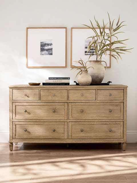 American country retro solid wood eight-drawer cabinet bedroom bedside cabinet living room wall storage entrance cabinet French decorative cabinet