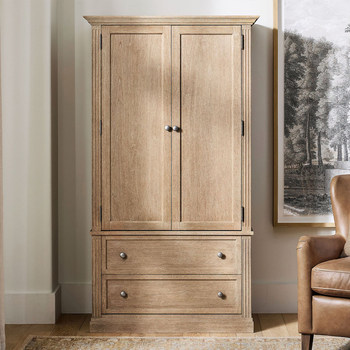 American Country-Style Retro Solid Wood Double-Door Children's and Adult Wardrobe French-Style Home Bedroom Wardrobe with Drawers Storage Cabinet
