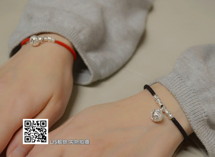 Giáo dục khai giảng 925 sterling bạc chuyển hạt năm nay dây đỏ vòng đeo tay vòng chân nam đôi tay dây nữ - Vòng chân lắc chân nữ 10k
