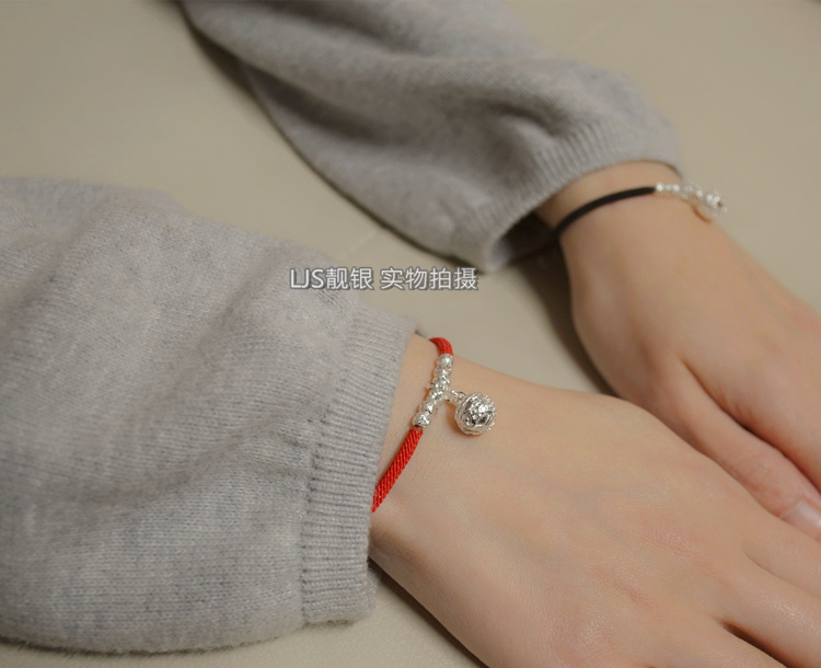 Giáo dục khai giảng 925 sterling bạc chuyển hạt năm nay dây đỏ vòng đeo tay vòng chân nam đôi tay dây nữ - Vòng chân lắc chân nữ 10k