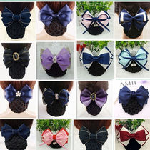 Nurse floral headdress professional hair accessories girls Korean version of bow Hotel bank flight attendant to work with hair net pocket hairclip