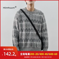 Зимний японский трикотажный свитер для влюбленных, цветная куртка для отдыха, увеличенная толщина, оверсайз, круглый воротник