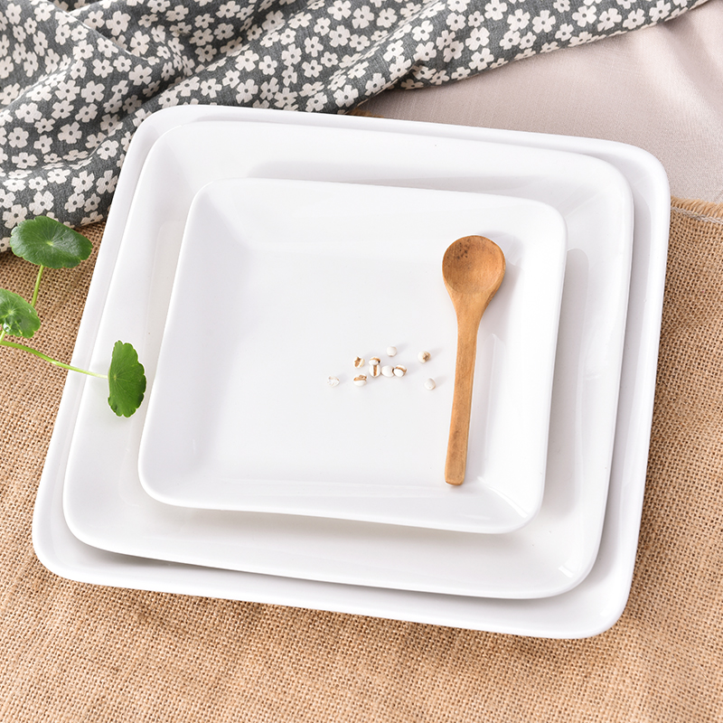 Yao hua ceramic western pure white square pad compote western - style food tableware plate plate plate reinforced porcelain