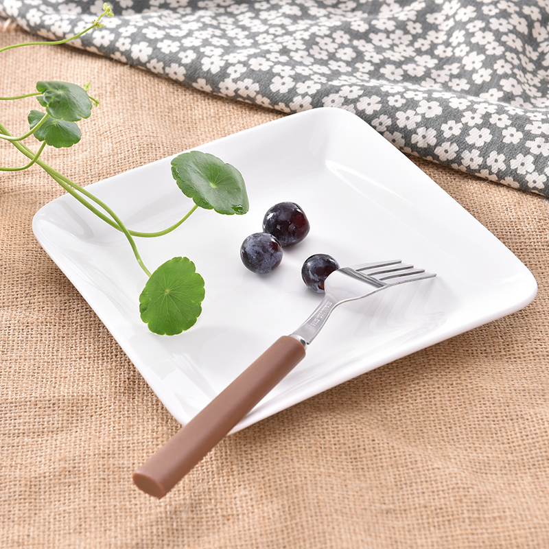 Yao hua ceramic western pure white square pad compote western - style food tableware plate plate plate reinforced porcelain