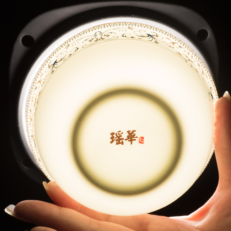 Yao hua ceramic rice bowls with 6 inch microwave ipads China gold edge footed bowl bowl of Chinese style the use of tableware