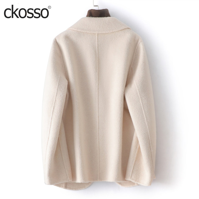 ເສື້ອຂົນສັດສັ້ນຂອງຜູ້ຍິງ ເສື້ອຢືດແບບມີປຸ່ມດຽວ slim temperament double-sided woolen spring and autumn new high-end coat cashmere