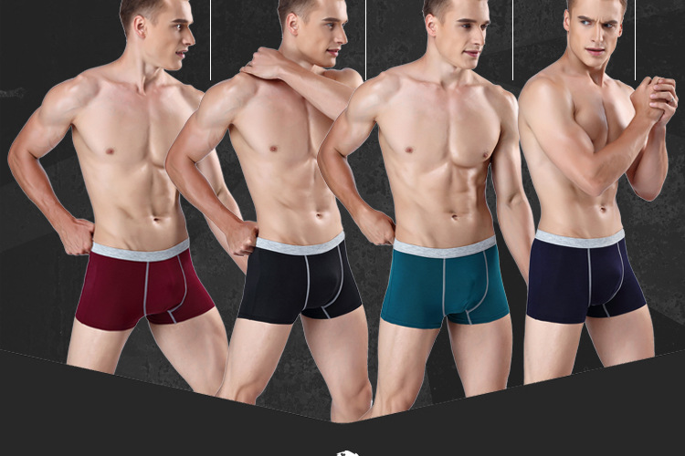 Rắn màu modal bốn góc quần đùi nam tóm tắt bán buôn trung eo U lồi kích thước lớn cotton cotton vải tam giác quần lót su nam