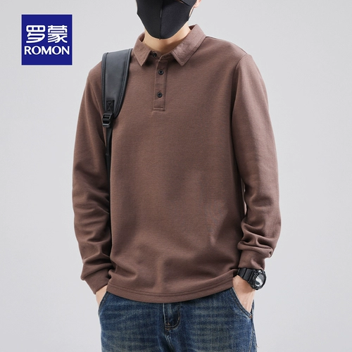 Хлопковая демисезонная футболка polo, приятная телу утепленная утепленный лонгслив для отдыха, свободный крой