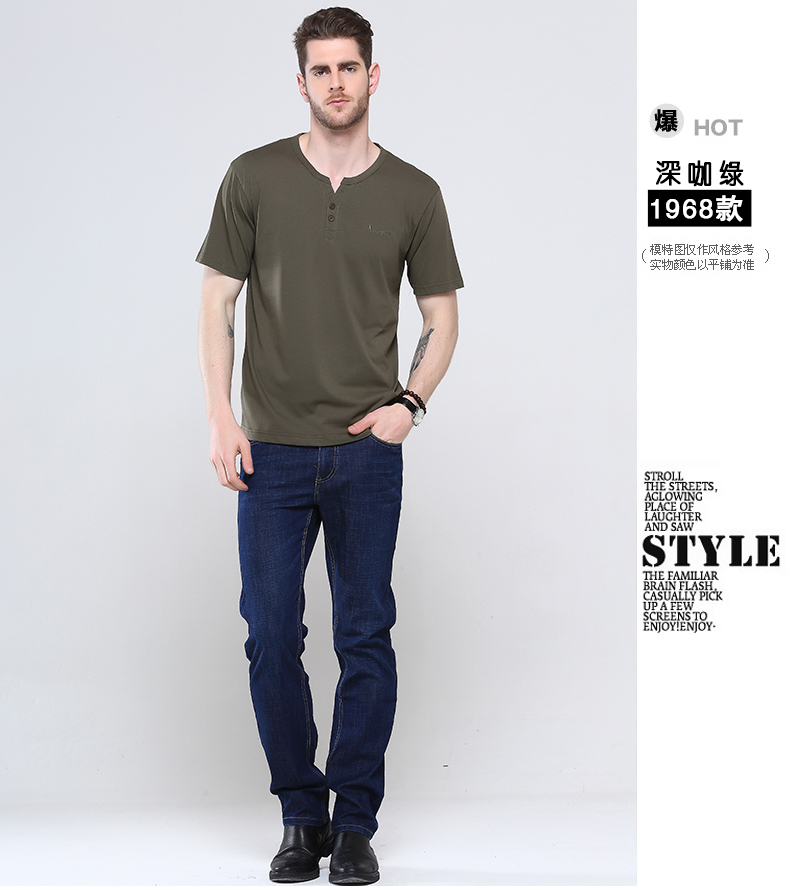 Áo thun nam cổ tròn tay ngắn cho nam trung niên mặc quần áo cotton rộng 40-50 tuổi Áo trung cổ chữ V mùa hè áo thun thể thao nam