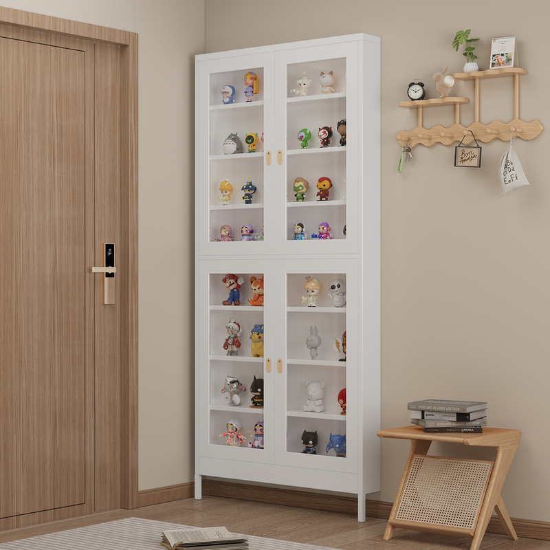 Door-Mounted Storage Cabinet, Floor-Standing Bookshelf, Steel Ultra-Thin Storage Rack, Picture Book Rack, Wall-Mounted Integrated Storage Cabinet for Narrow Spaces
