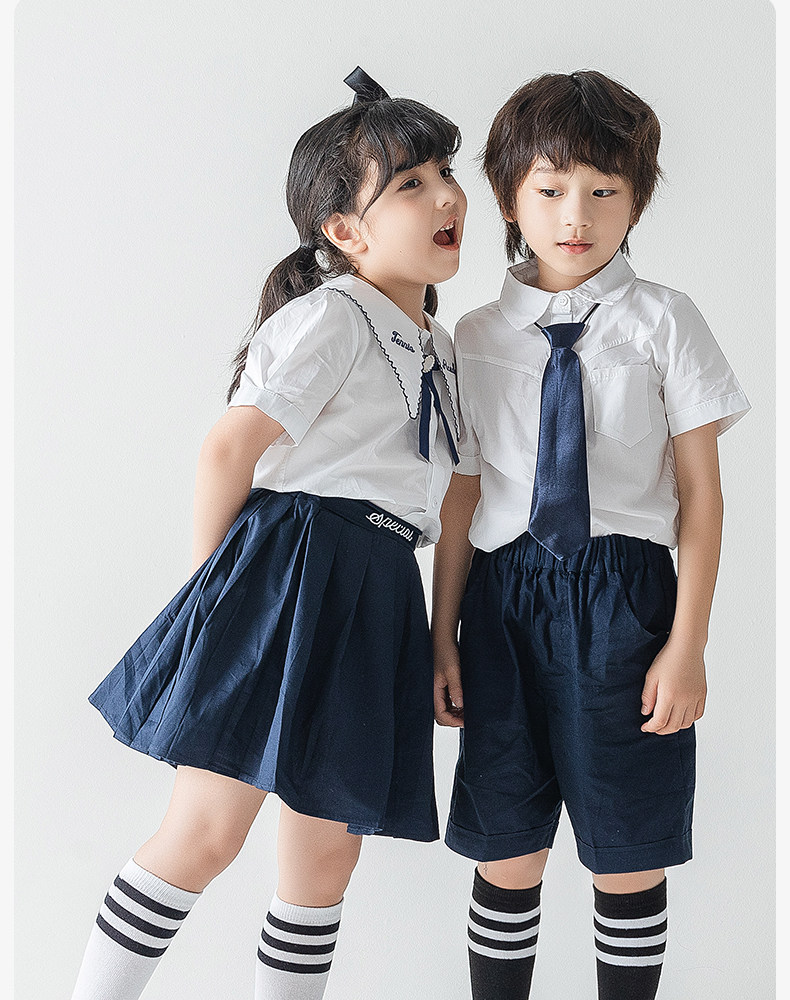 Spring and Autumn White School Uniform Boys' Mesh over the Knee Stockings — 23