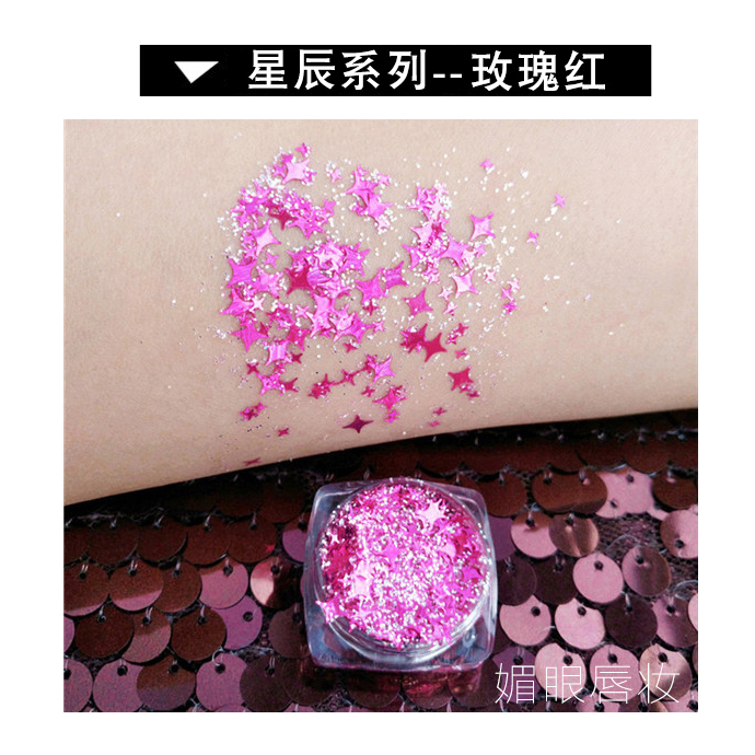 Hoa hồng với các ngôi sao trang điểm mắt yêu sequin trang điểm long lanh nàng tiên cá gel mắt phấn mắt phấn mắt novo