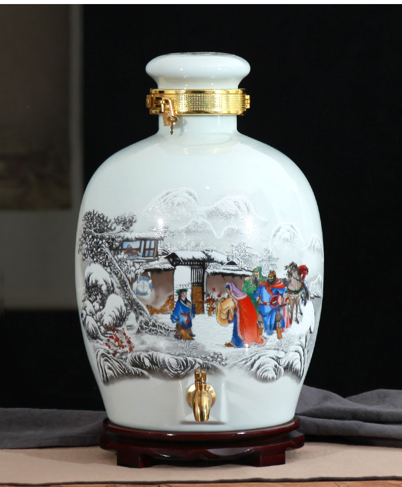 Jingdezhen ceramic wine wine jar cylinder 10 jins 20 jins 30 jins antique bottle seal hip flask hoard