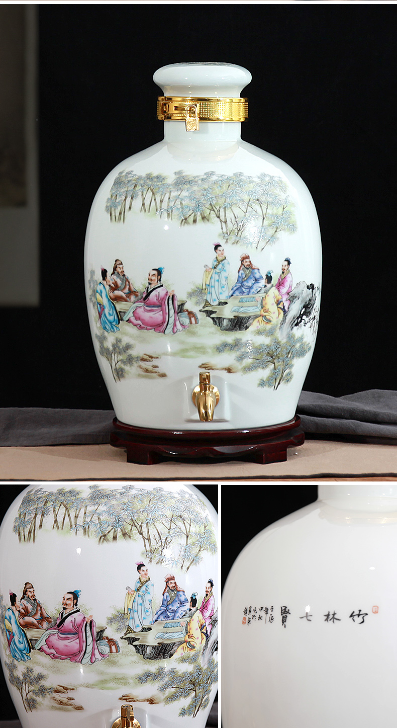 Jingdezhen ceramic wine wine jar cylinder 10 jins 20 jins 30 jins antique bottle seal hip flask hoard