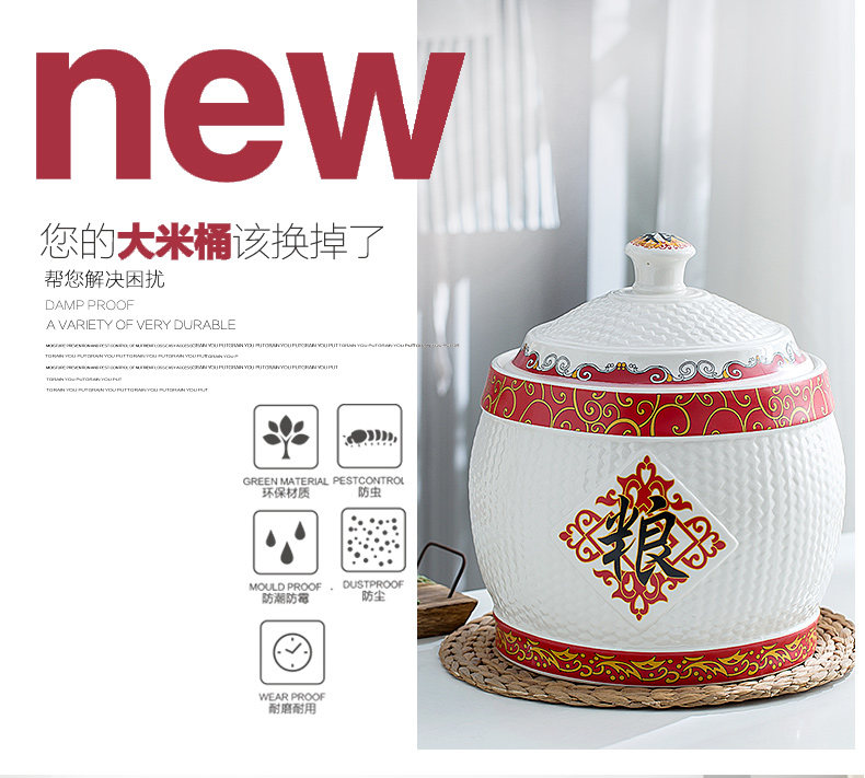 Ceramic barrel home supermarket special outfit ricer box store meter box 10 kg20 jin with cover seal moisture insect - resistant rice pot