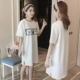 2018 mới của Hàn Quốc phiên bản của mùa hè cotton dài dresses thoải mái đa năng in trắng in dưới váy