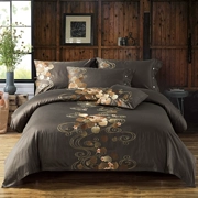 Thêu 60 chiếc giường cotton dài chủ yếu bằng vải cotton bốn miếng cotton trải giường 1,8m2.0 mét đôi - Bộ đồ giường bốn mảnh