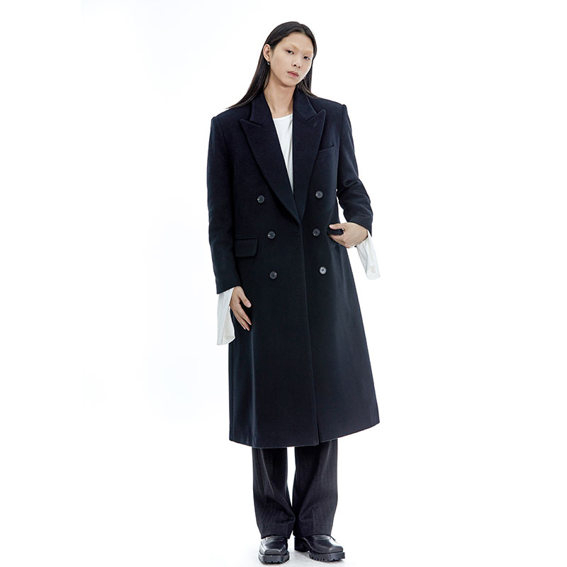 VAPOURBLUE original design black woolen woolen coat for men and women winter oversize long coat