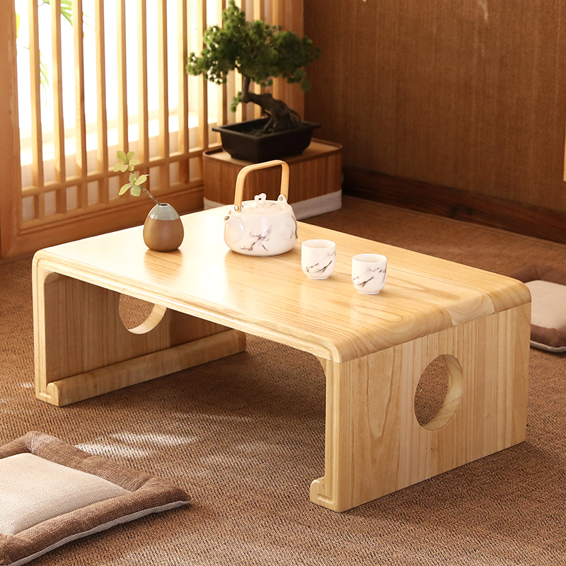 Solid wood tatami tea table Japanese bay window table small tea table Kang table Guoxue table balcony low table Go table floor