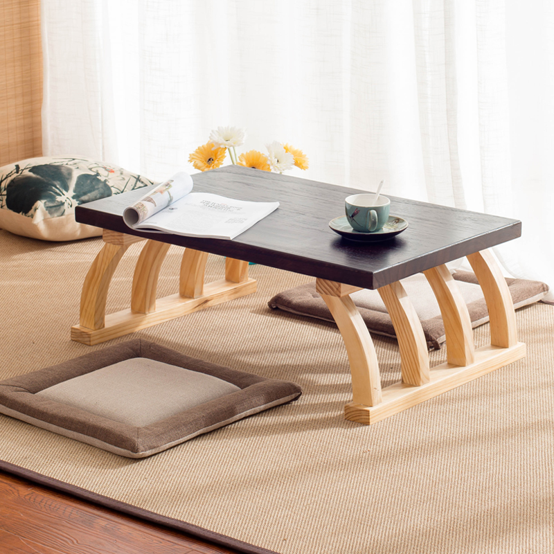 Day-style tatami tea table solid wood dwarf table with small tea table minimalist country school table Go table pit table short table terrace