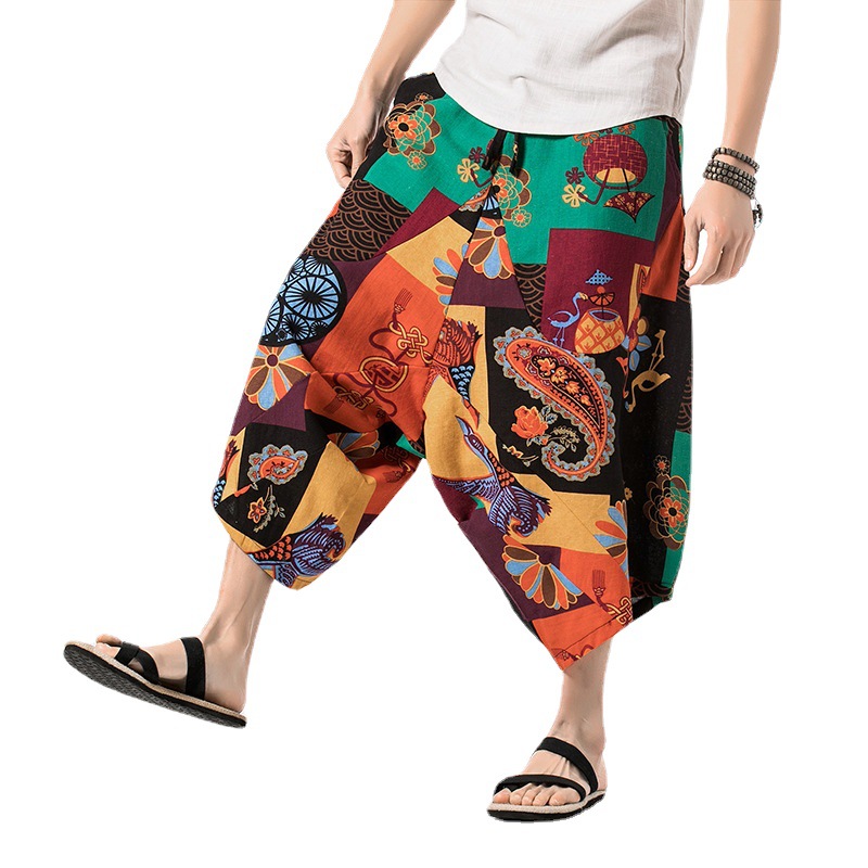 2021 Thailand Nepal big crotch pants casual large size loose shorts men's beach pants cropped pants bloomers Vietnam