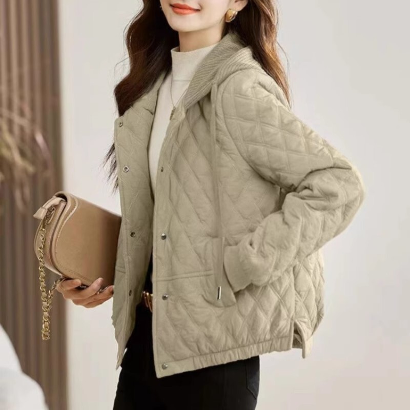 Quilted down Cotton Jacket for Women, Autumn and Winter 2025 New Fashion, Petite, Lightweight Cotton Coat, Stylish Cotton Clothing, Short Jacket