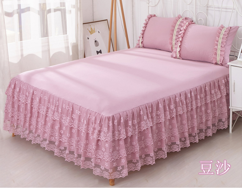 Qiao Ý mùa hè giường váy ren bedspread duy nhất mảnh 1.5m1.8 mét chúa màu xám đối tác màn ngủ váy - Váy Petti ga giường có viền