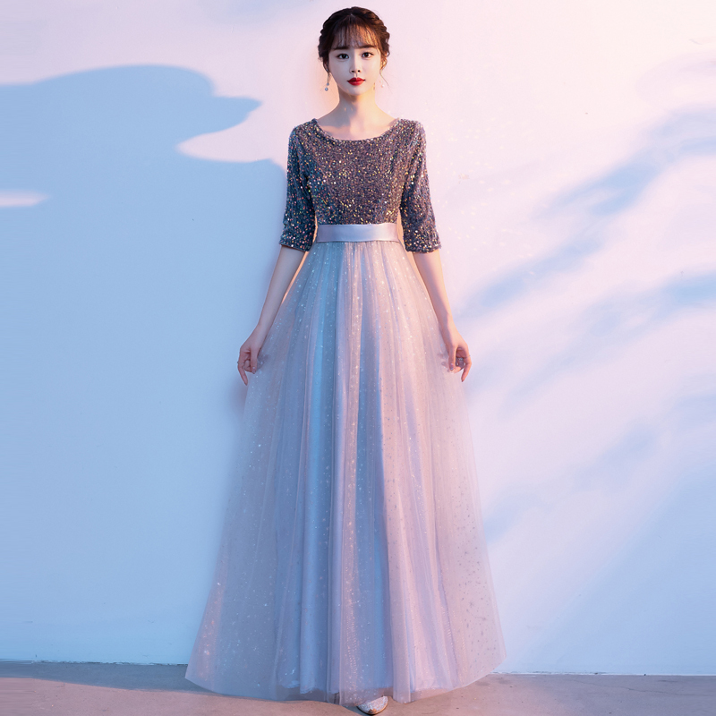 Chorus Performance Dress Women's Long Dress New Style Host Student Coming-Of-Age Ceremony Art Exam Piano Performance Banquet Evening Dress Chorus Performance Dress Women's Long Dress New Style Host Student Coming-Of-Age Ceremony Art Exam Piano Performance Banquet Evening Dress
