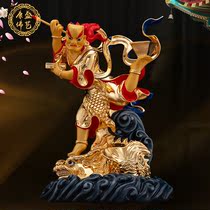 Kuixing kicking and fighting statue Taiwan pure copper gilt bronze standing bronze statue Buddha statue fighting to help students Gold list Title Kuixing Kui Star