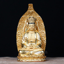 Pure copper handmade paste Jinguanyin Bodhisattva Buddha statue Bilu Guanyin Bodhisattva Piru Guanyin Buddha statue home furnishings