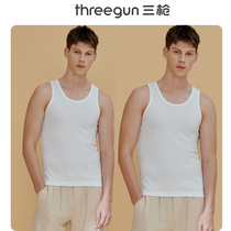 2-piece three-gun vest mens solid color Xinjiang cotton elastic cotton summer thin vest breathable base vest men wear outside