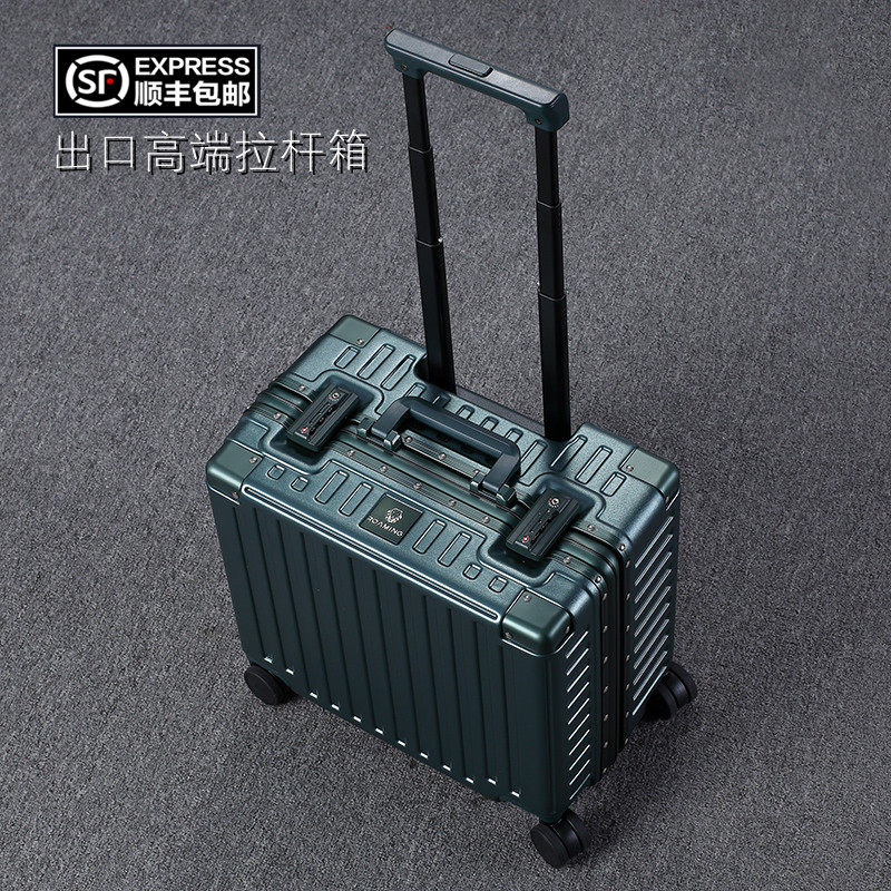 High-end small 18-inch boarding suitcase light and durable aluminum frame Lalever box Business leather case suitcase for men and women