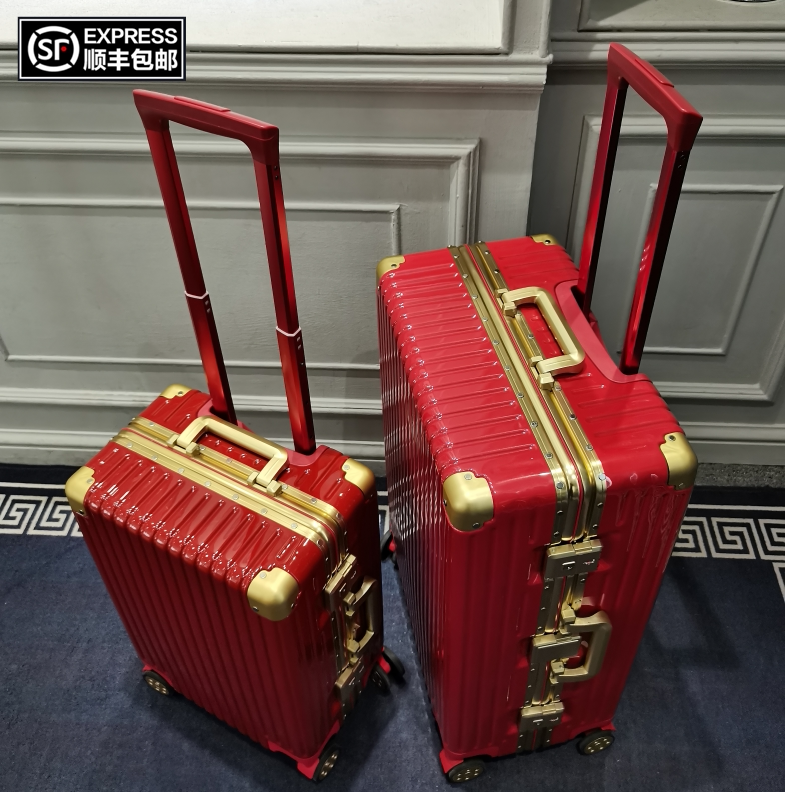 Big red universal wheel suitcase female wedding box dowry box bride wedding dowry suitcase travel trolley case